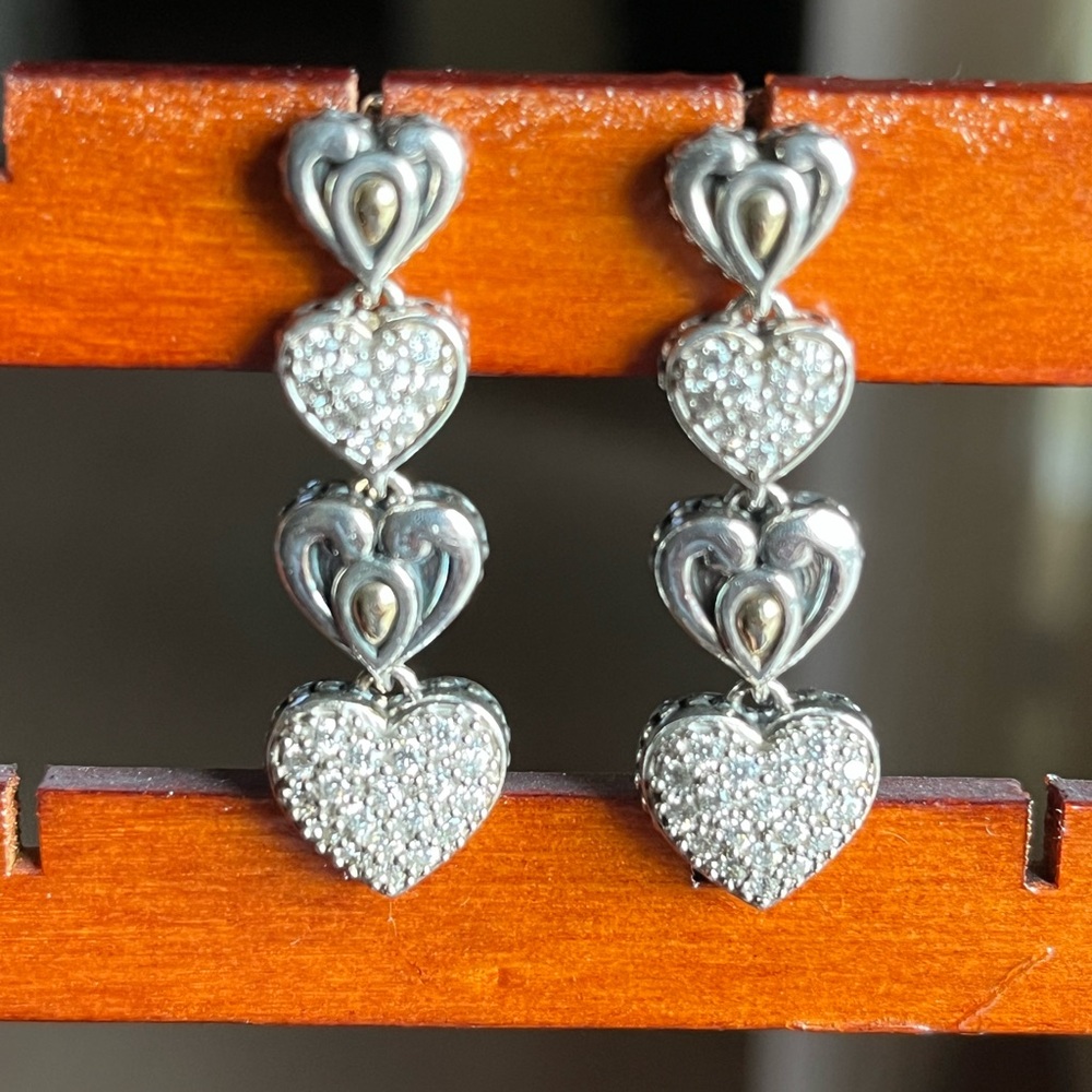 Angela by John Hardy Silver Heart dangle/ drop earrings